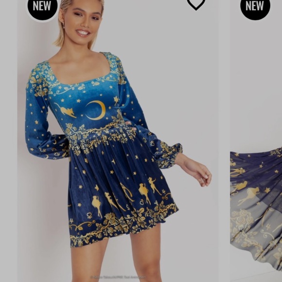 Sailor Moon/Blackmilk Velvet Squared up Bishop Dress - Picture 5 of 7